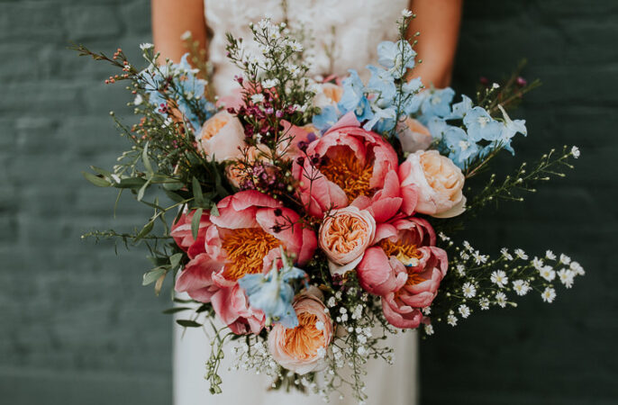 Peony Wedding Bouquets Idea Pink Blue Jonny MP