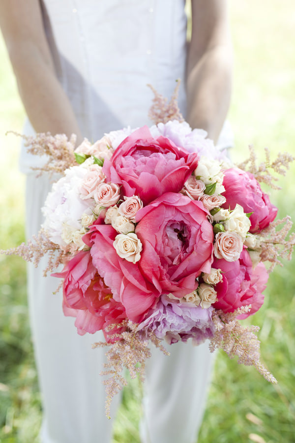 Pink Peony Bouquet Astilbe Cecelina Photography