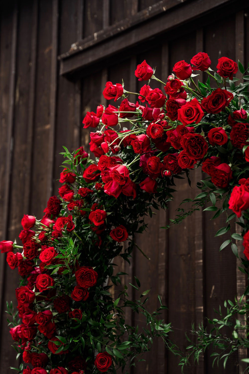 Flower Arch Ceremony Red Rose Wedding Ideas Brandon and Serena Photography