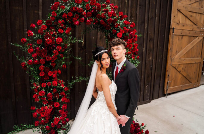 Flower Arch Red Rose Wedding Ideas Brandon and Serena Photography