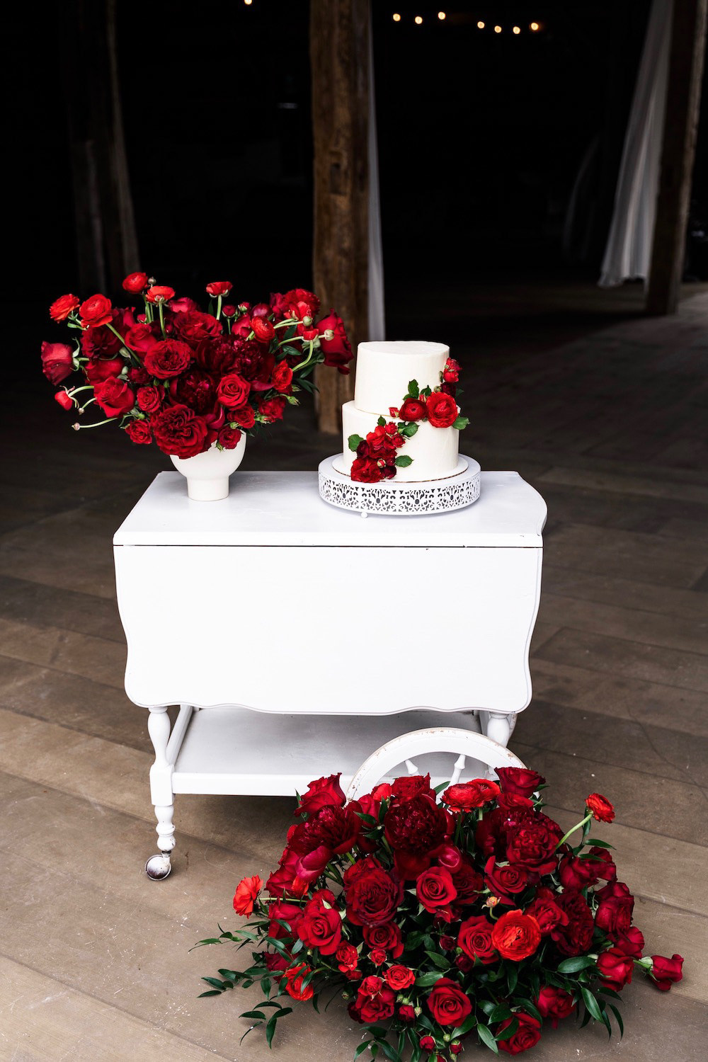 Cake Table Red Rose Wedding Ideas Brandon and Serena Photography