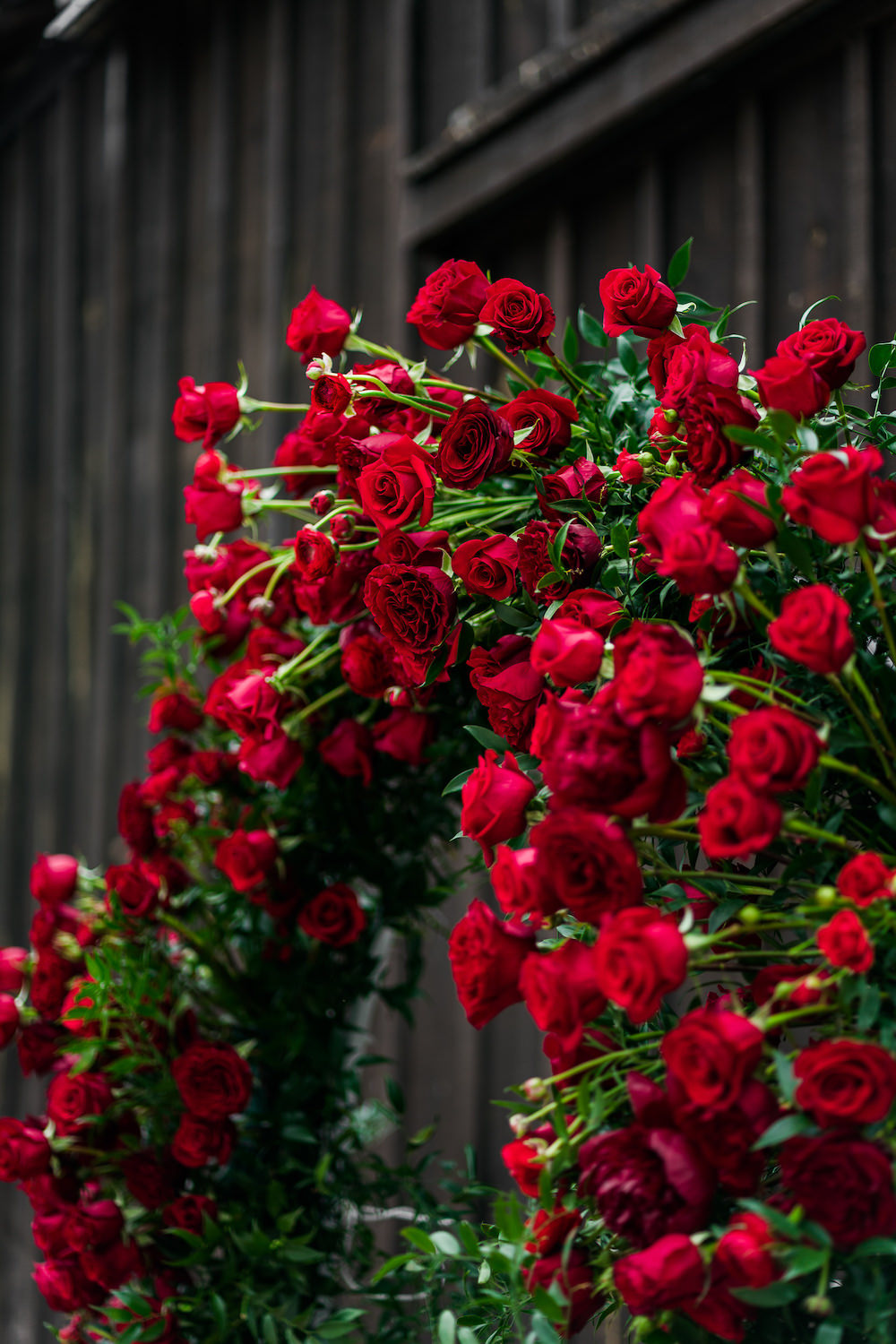 Flower Arch Ceremony Red Rose Wedding Ideas Brandon and Serena Photography