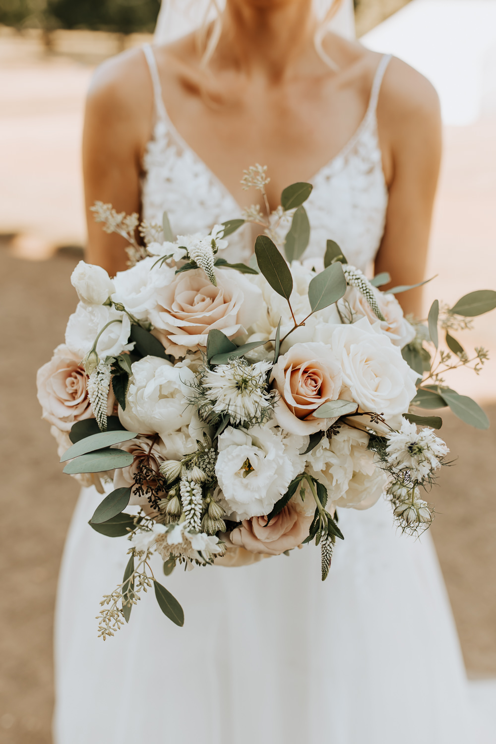 Bouquet Flowers Bride Bridal Pink Cream Rose Rousham House Wedding Wyldbee