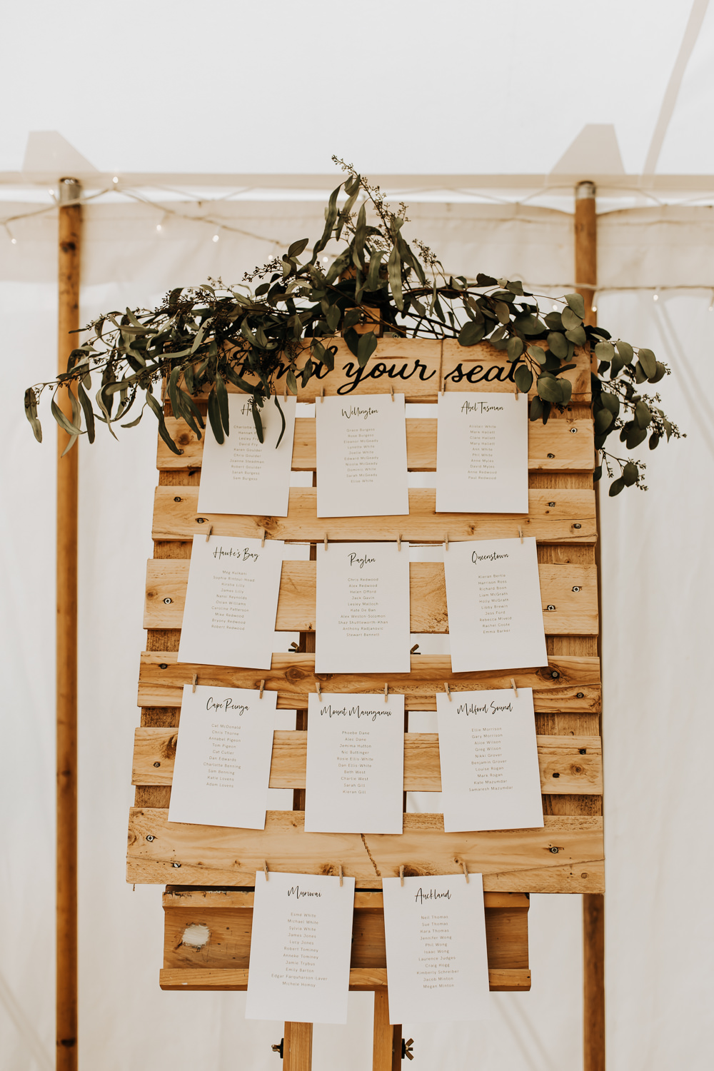 Wooden Pallet Greenery Table Plan Rousham House Wedding Wyldbee