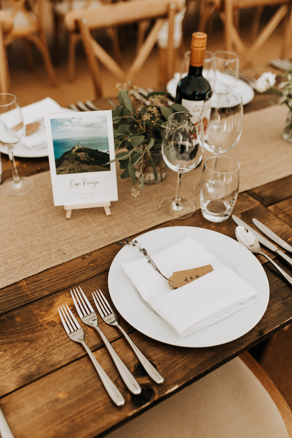 Place Setting Hessian Lavender Craft Tag Place Name Rousham House Wedding Wyldbee