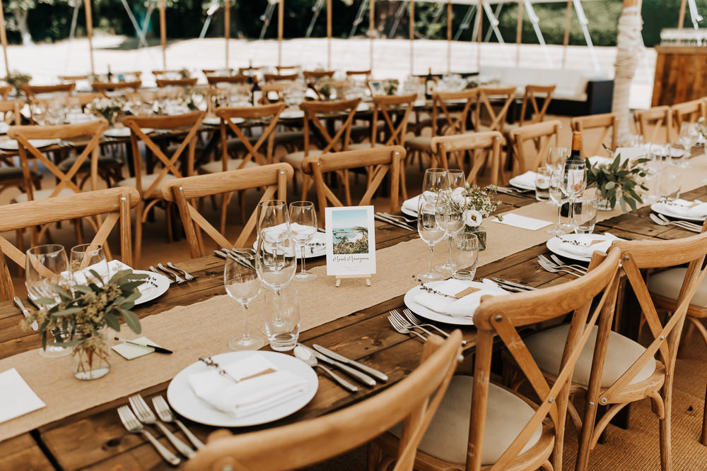 Long Wooden Table Decor Hessian Runner White Flowers Rousham House Wedding Wyldbee