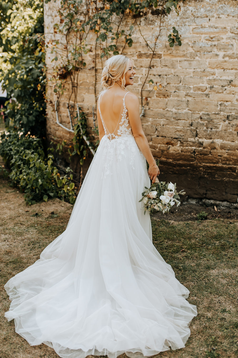 Dress Gown Bride Bridal Lace Tulle Normandie Enzoani Rousham House Wedding Wyldbee
