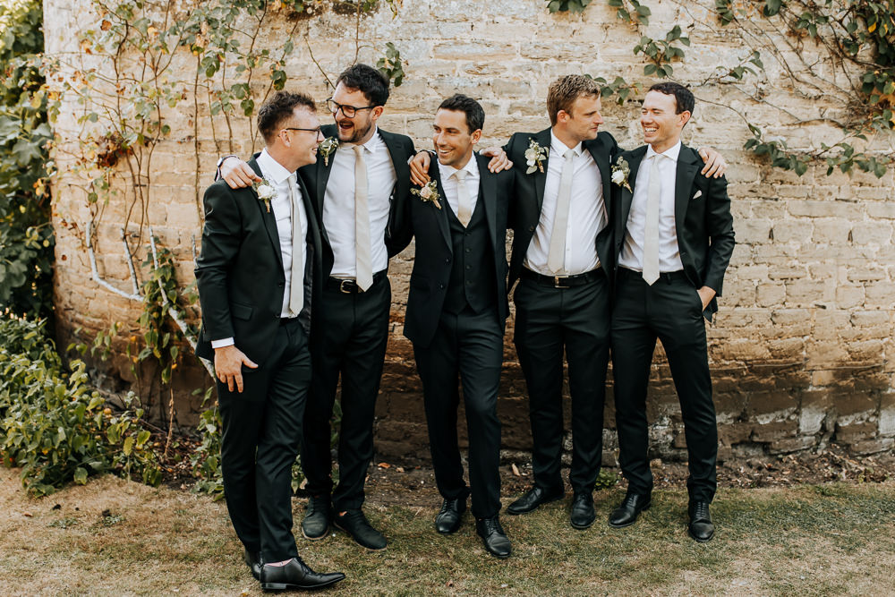 Groom Groomsmen Black Suits Rousham House Wedding Wyldbee