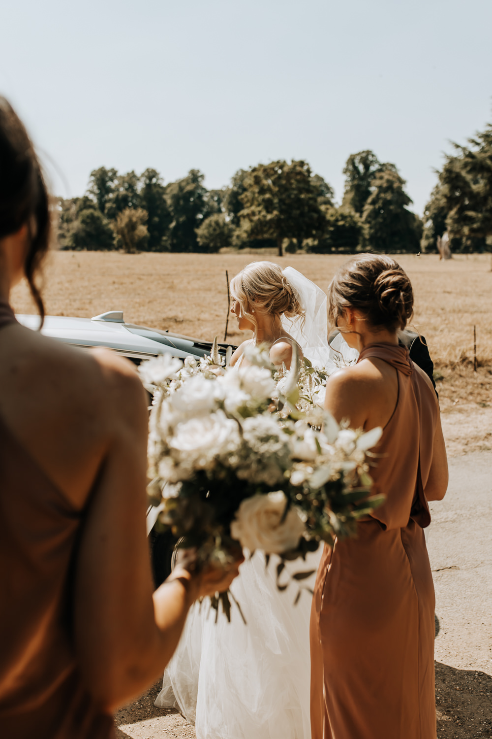 Bridesmaids Dresses Pink Bouquets Rousham House Wedding Wyldbee