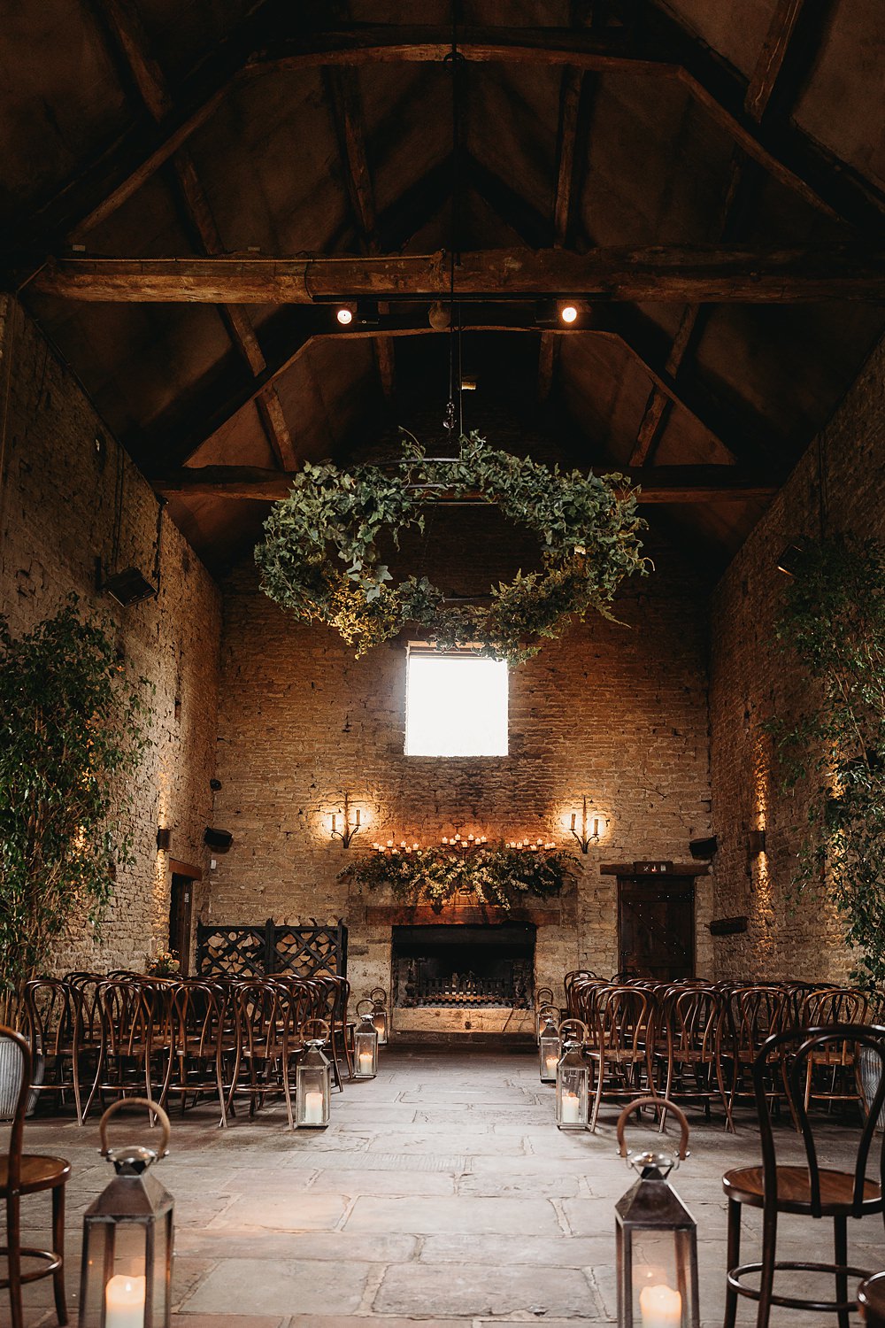 Barn Ceremony Greenery Hoop Spring Country Garden Wedding Thyme Lane Photography