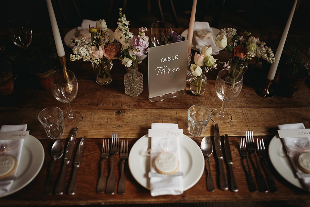 Place Setting Flowers Candles Spring Country Garden Wedding Thyme Lane Photography