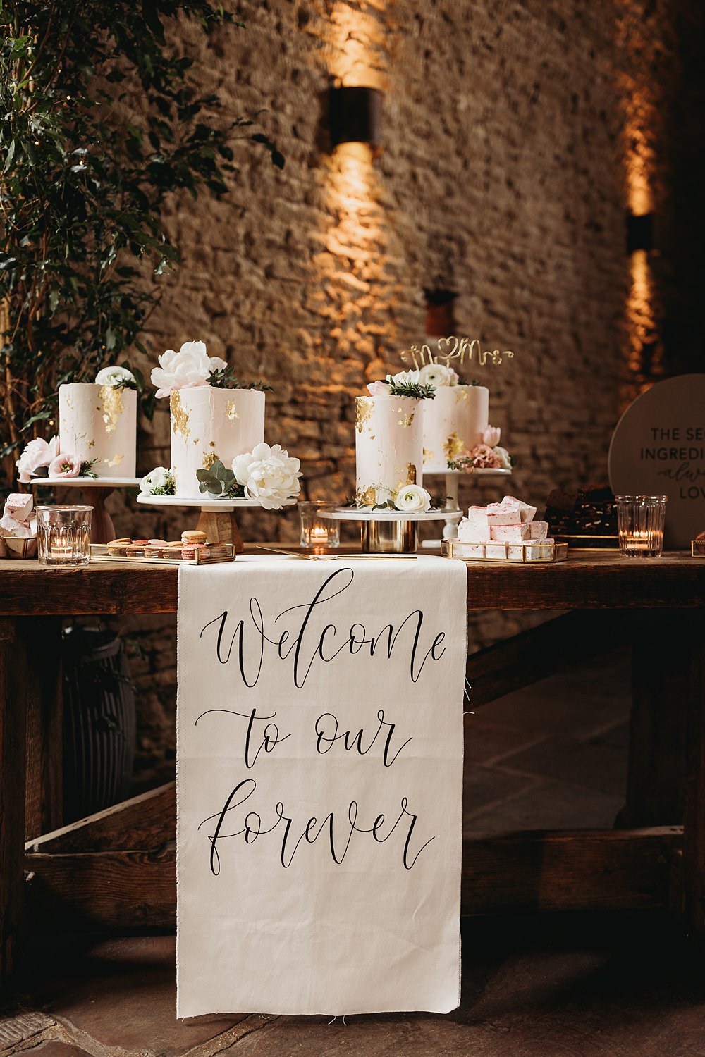 Cake Dessert Table Sign Banner Spring Country Garden Wedding Thyme Lane Photography