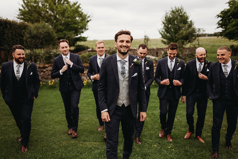 Groom Navy Suit Grey Waistcoat Spring Country Garden Wedding Thyme Lane Photography