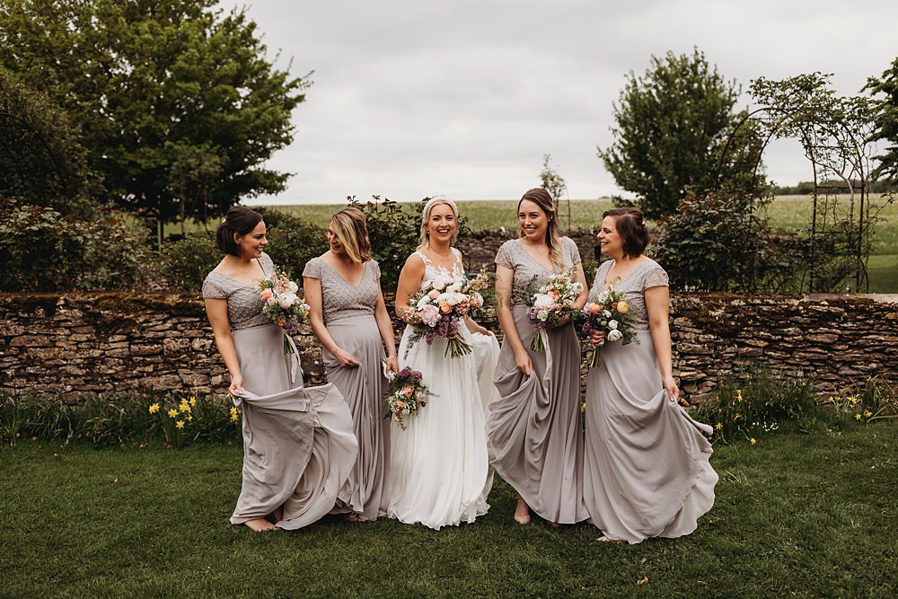 Lilac Grey Bridesmaid Dresses Spring Country Garden Wedding Thyme Lane Photography