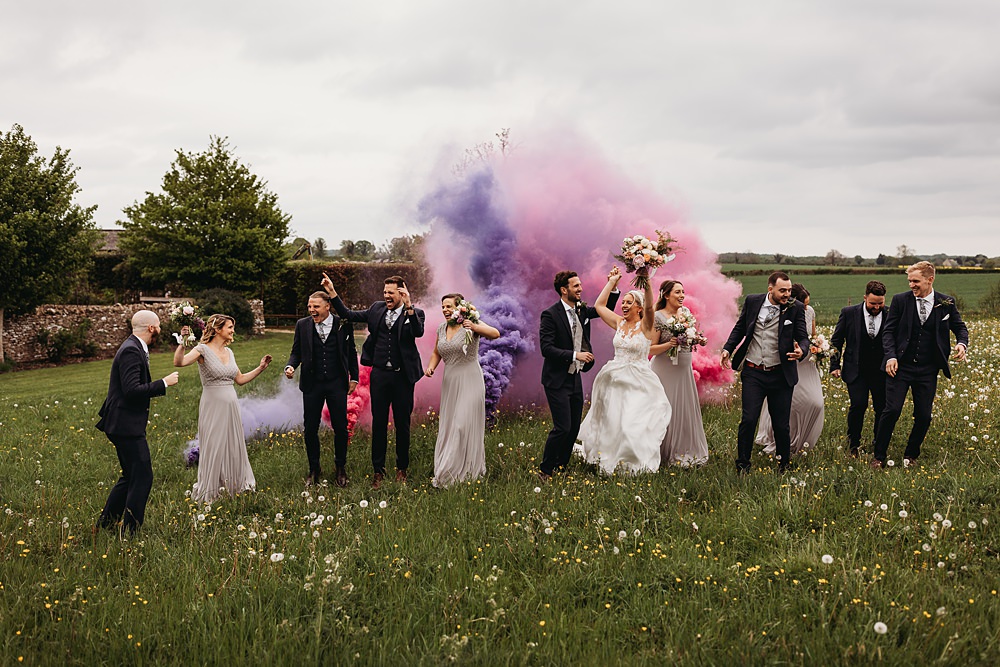 Smoke Flare Spring Country Garden Wedding Thyme Lane Photography