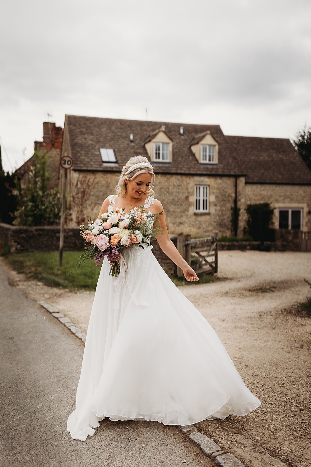 Anna Kara Lace Top Dress Gown Bridal Spring Country Garden Wedding Thyme Lane Photography