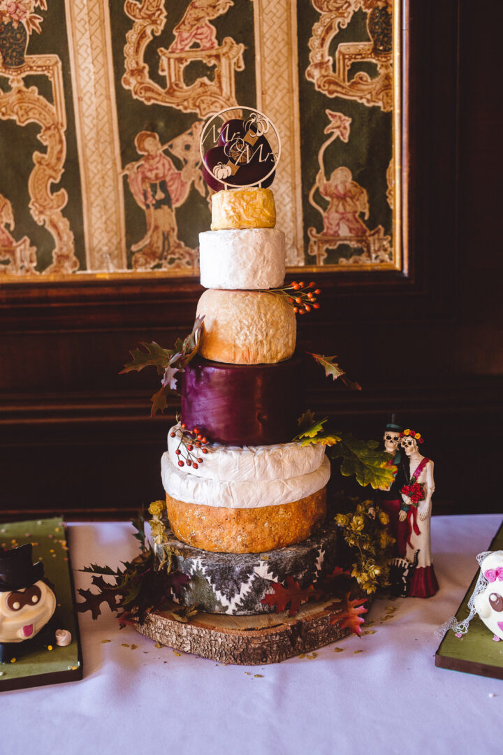 Tall Wedding Cheese Cake Autumn Nicola Casey Photography
