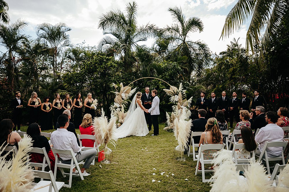 Tropical Hawaii Wedding Couple Cups Photography