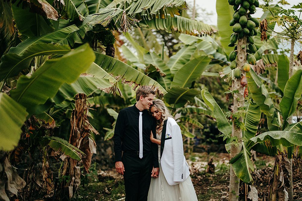 Tropical Hawaii Wedding Couple Cups Photography