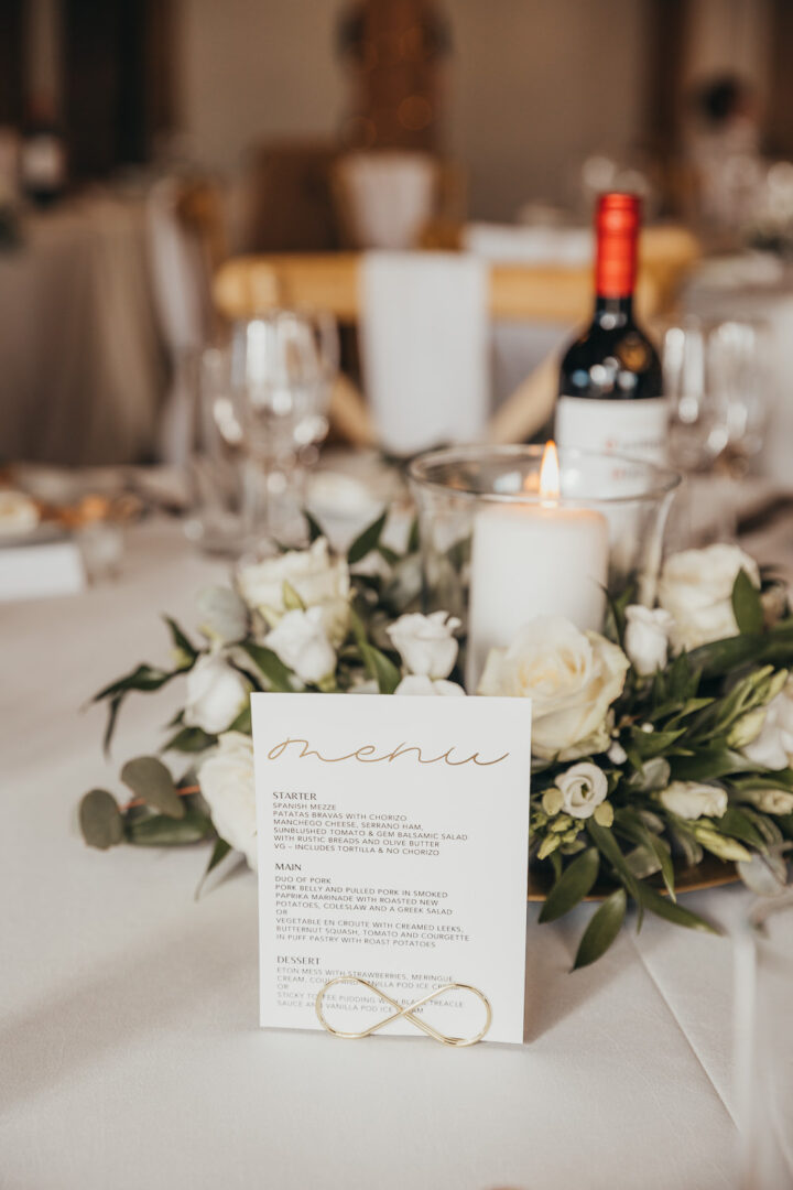 Wedding Candle Centrepiece Idea Pillar Wreath Flowers Amy Chapple Photography