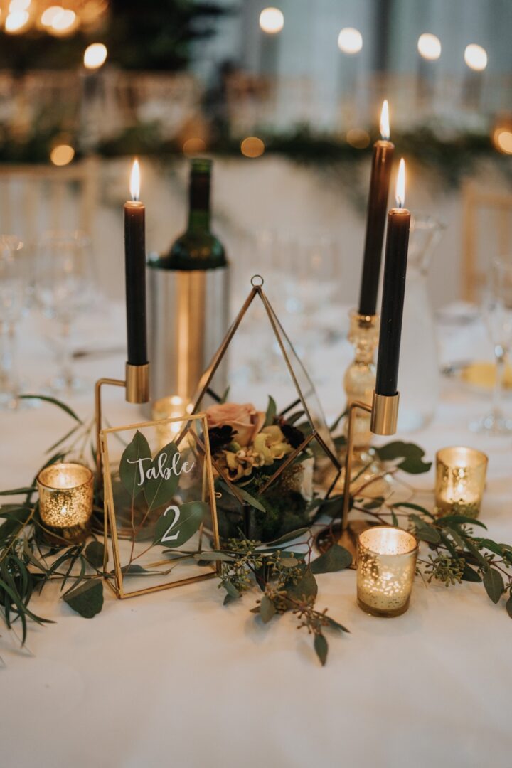 Wedding Candle Centrepiece Ideas Black Gold Bloom Weddings