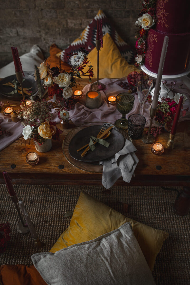 Wedding Candle Centrepiece Ideas Red Autumn Andrea Verenini Photography