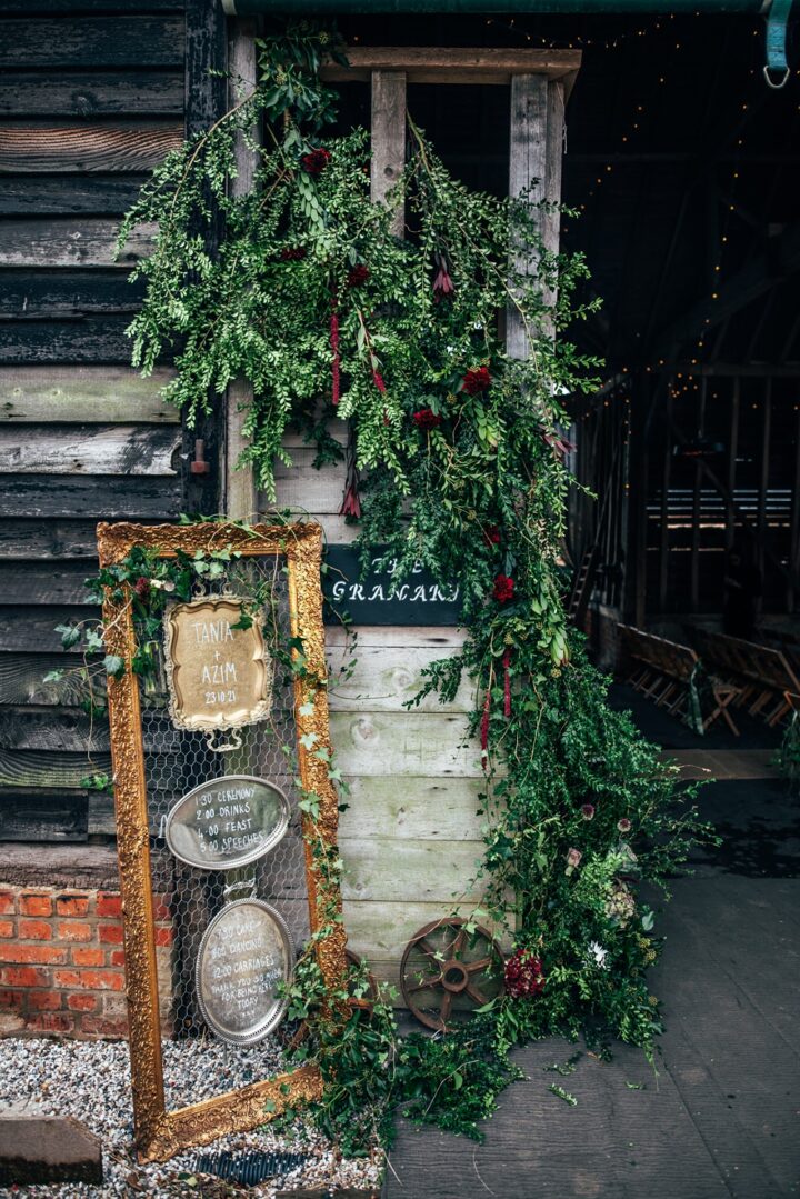 Wedding Sign Idea Metal Trays Three Flowers Photography