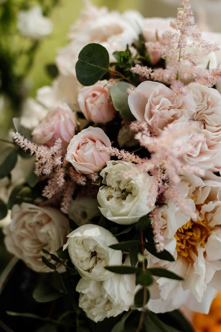 White Peony Bouquet Wedding Pink Rose Natalie Coultas Photography