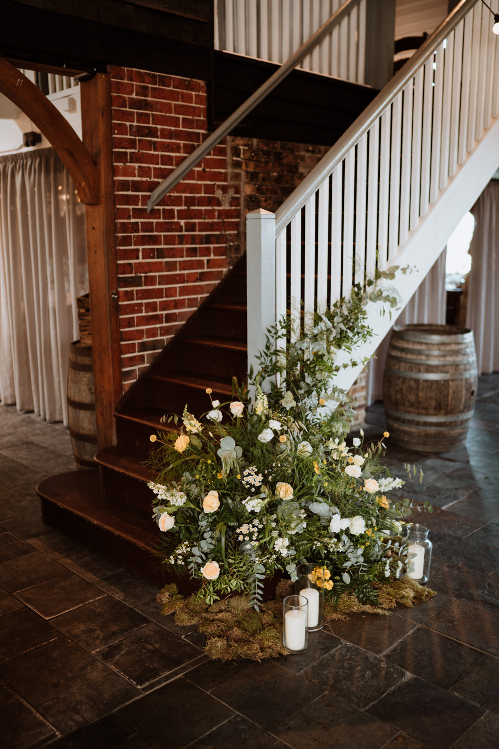 Whitstable Beach Wedding Nicola Dawson Photography Staircase Flowers