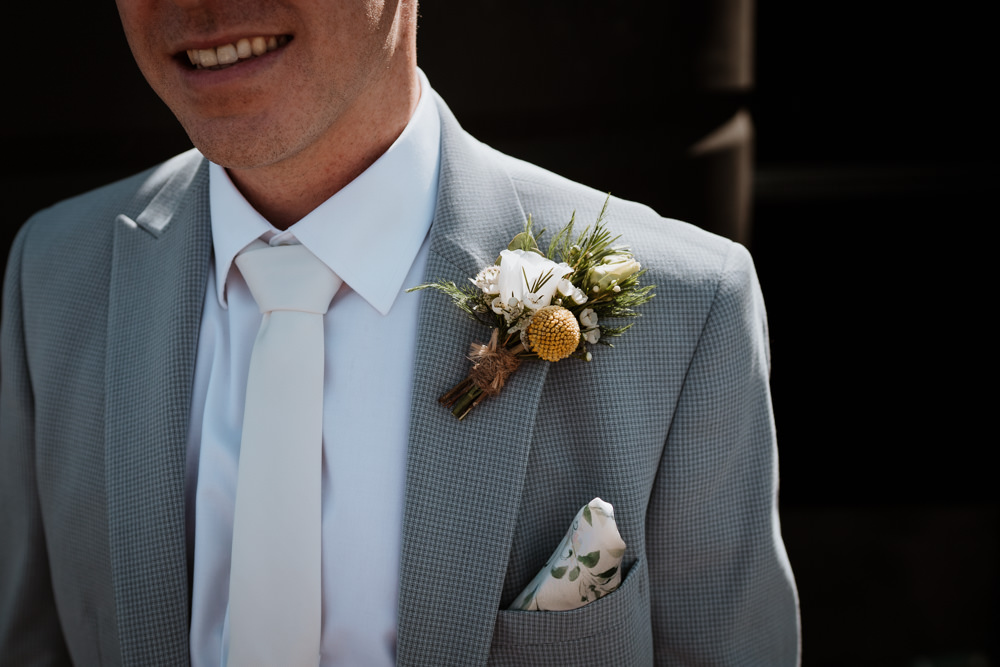 Groom Buttonhole Flowers Whitstable Beach Wedding Nicola Dawson Photography