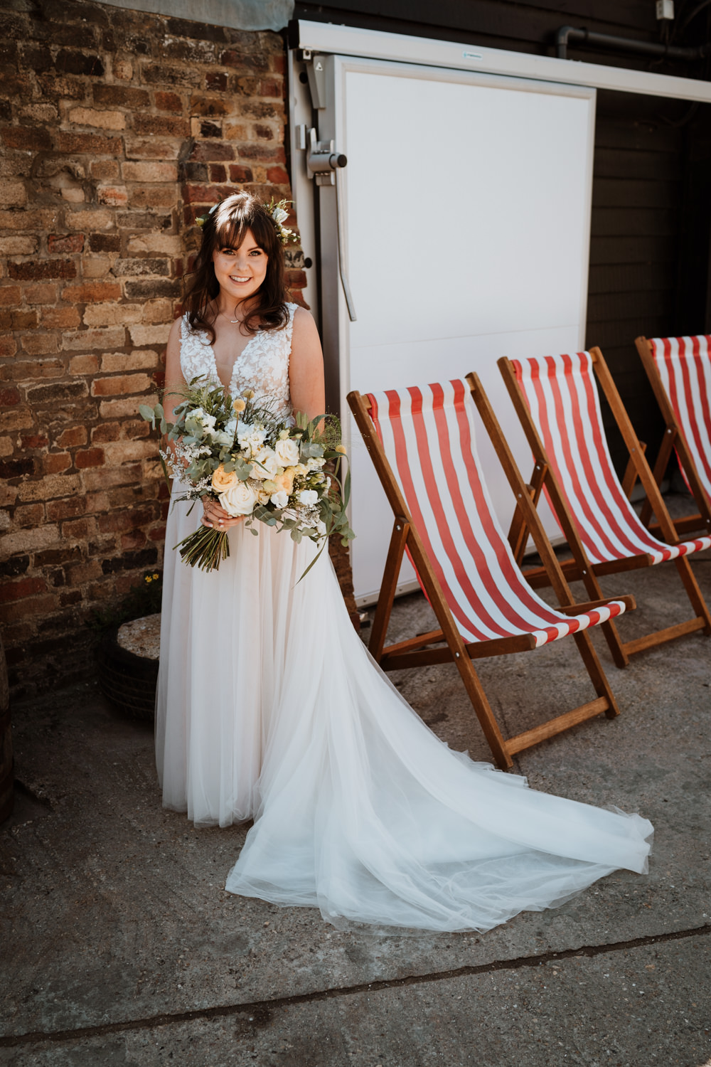 Lace Dress Gown Bride Bridal Pronovias Whitstable Beach Wedding Nicola Dawson Photography
