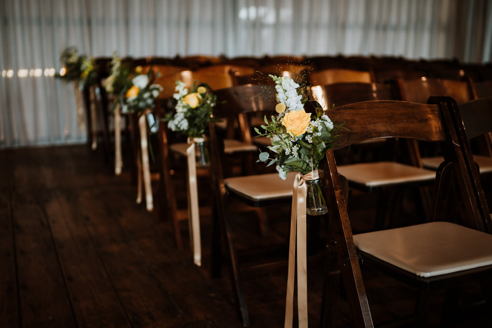 Flower Pew Ends Ceremony Room Whitstable Beach Wedding Nicola Dawson Photography
