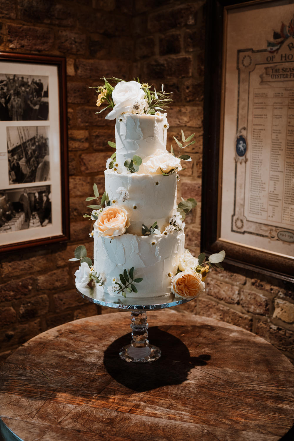 Rough Buttercream Iced Cake Flowers Whitstable Beach Wedding Nicola Dawson Photography