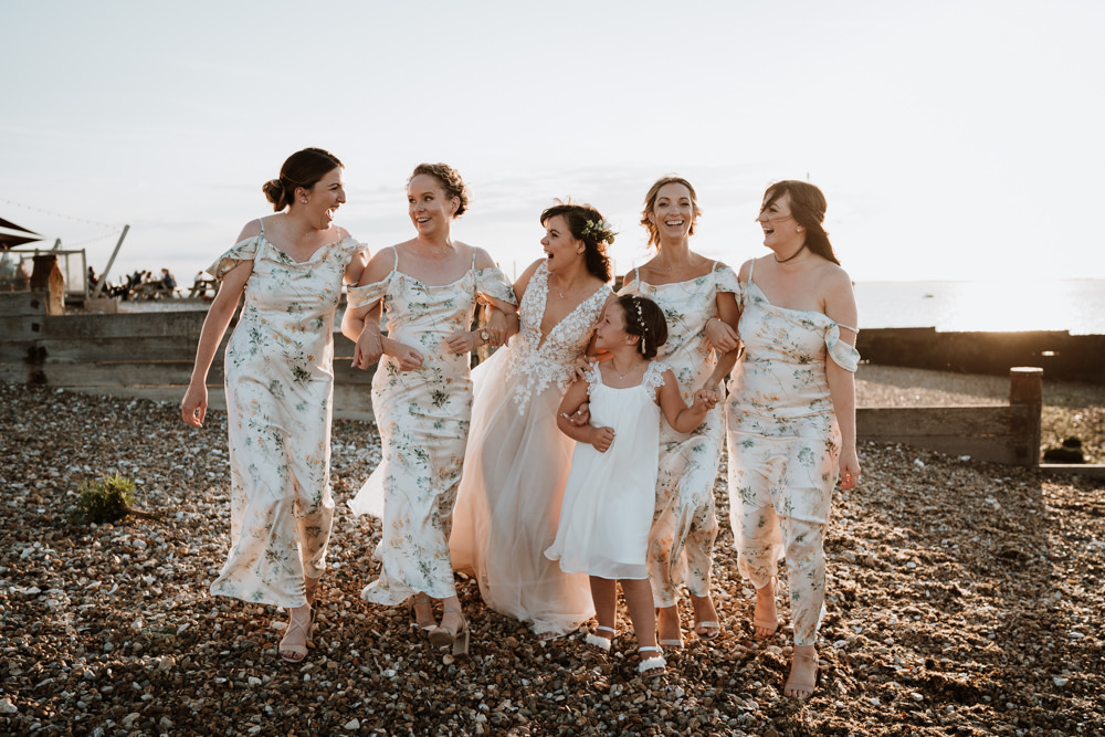 Floral Slip Dress Bridesmaids Whitstable Beach Wedding Nicola Dawson Photography