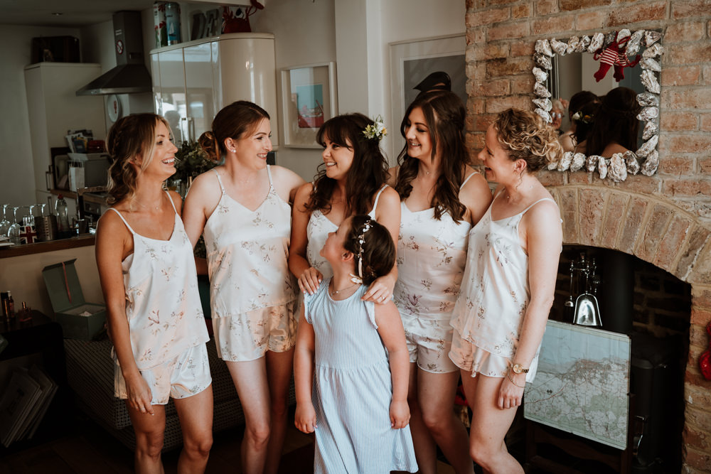 Bride Bridesmaids PJs Whitstable Beach Wedding Nicola Dawson Photography