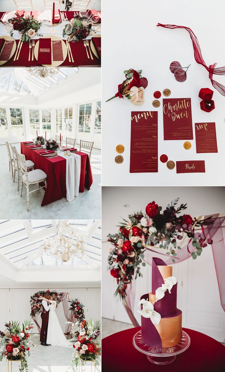 Winter Wedding Colours Gold Burgundy Victoria Crocker Photography