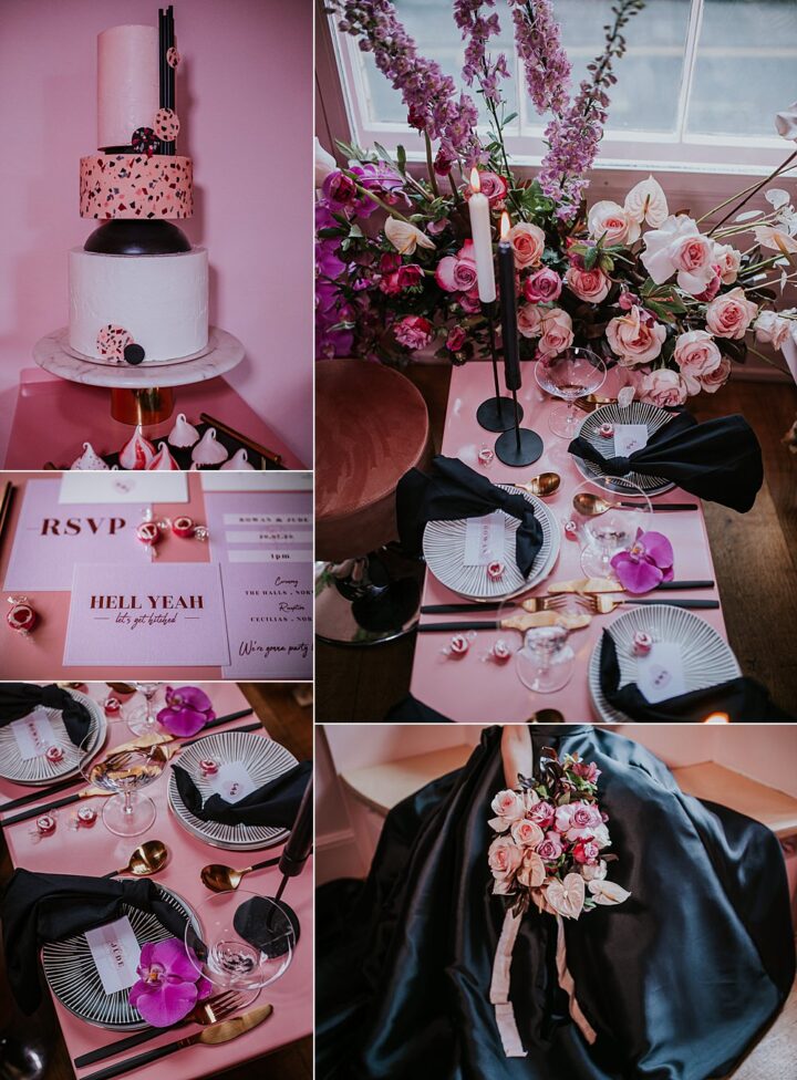 Winter Wedding Colours Pink Black Aurora Grey Photography