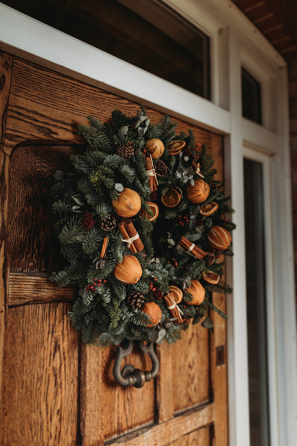 Winter Wonderland Barn Wedding Thyme Lane Photography Christmas Door Wreath