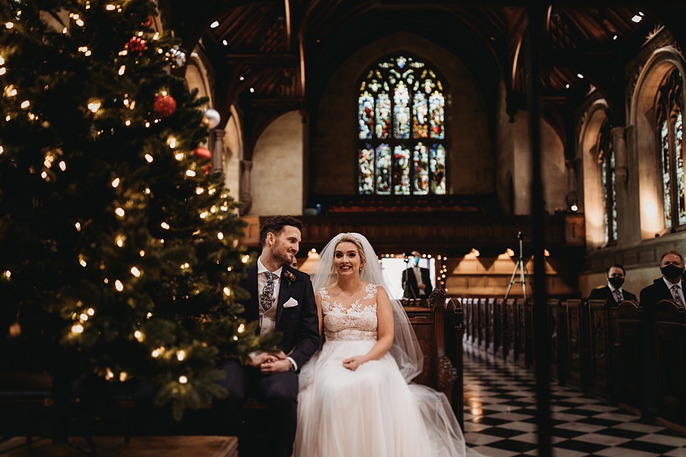 Christmas Tree Church Decor Winter Wonderland Barn Wedding Thyme Lane Photography