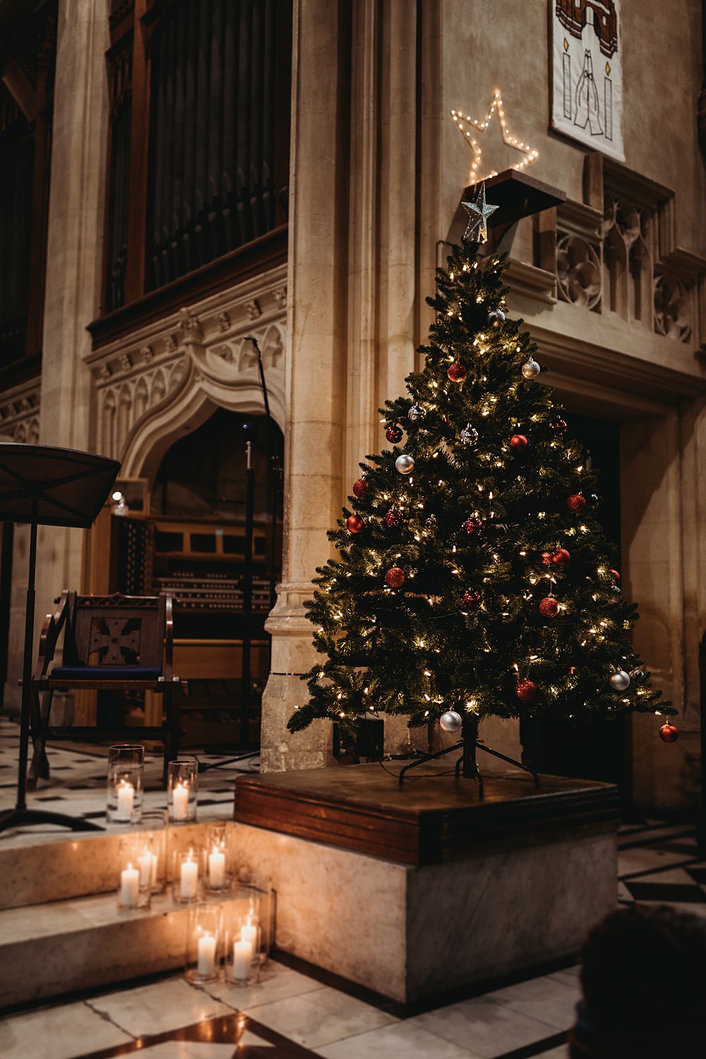Christmas Tree Church Decor Winter Wonderland Barn Wedding Thyme Lane Photography