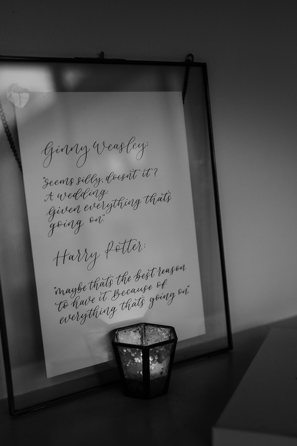 Harry Potter Sign Quote Winter Wonderland Barn Wedding Thyme Lane Photography