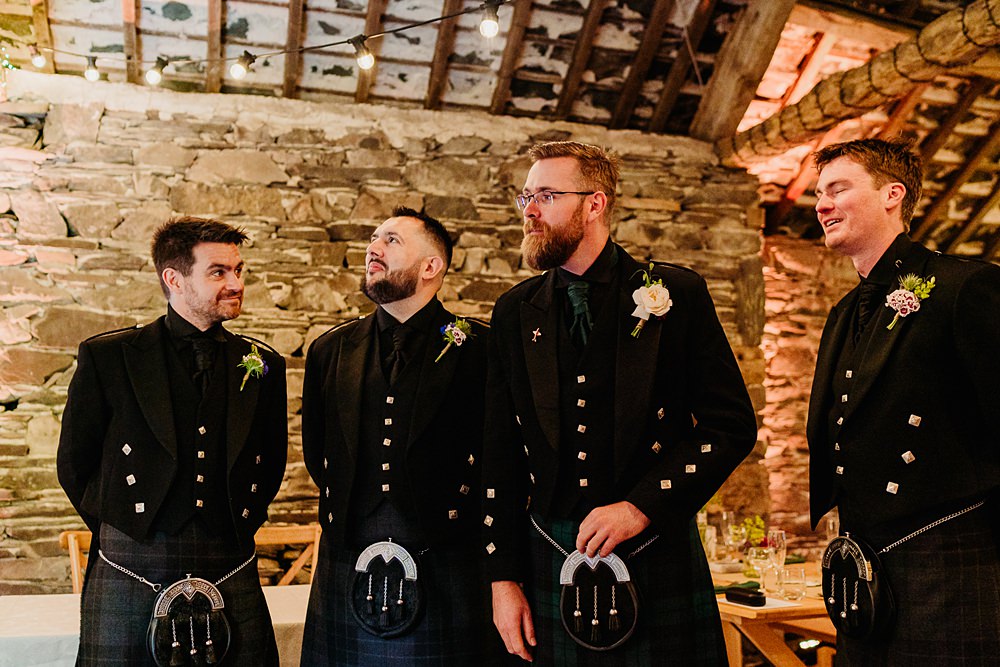 Groom Groomsmen Kilts Yew Tree Farm Wedding Lauren May Photos