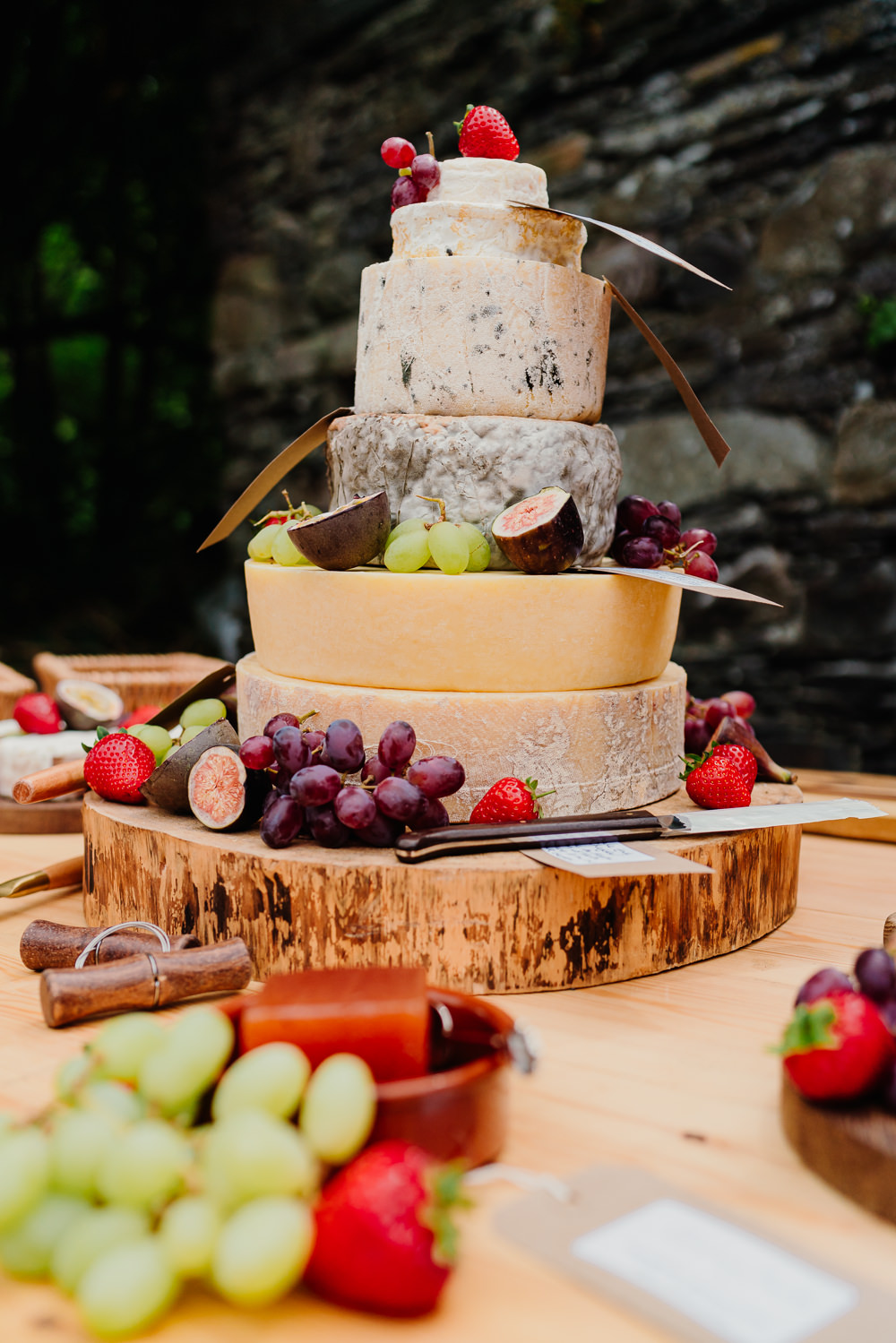 Cheese Stack Tower Cake Yew Tree Farm Wedding Lauren May Photos