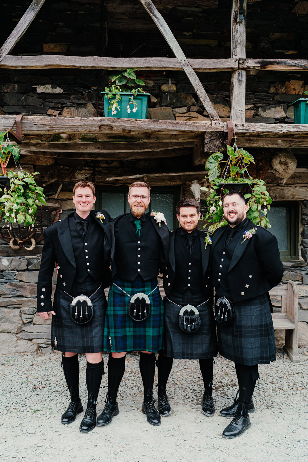 Groom Groomsmen Kilts Yew TYew Tree Farm Wedding Lauren May Photos
