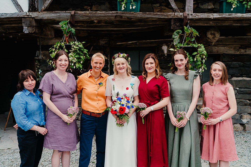 Bridesmaids Jewel Colour Outfits Yew Tree Farm Wedding Lauren May Photos