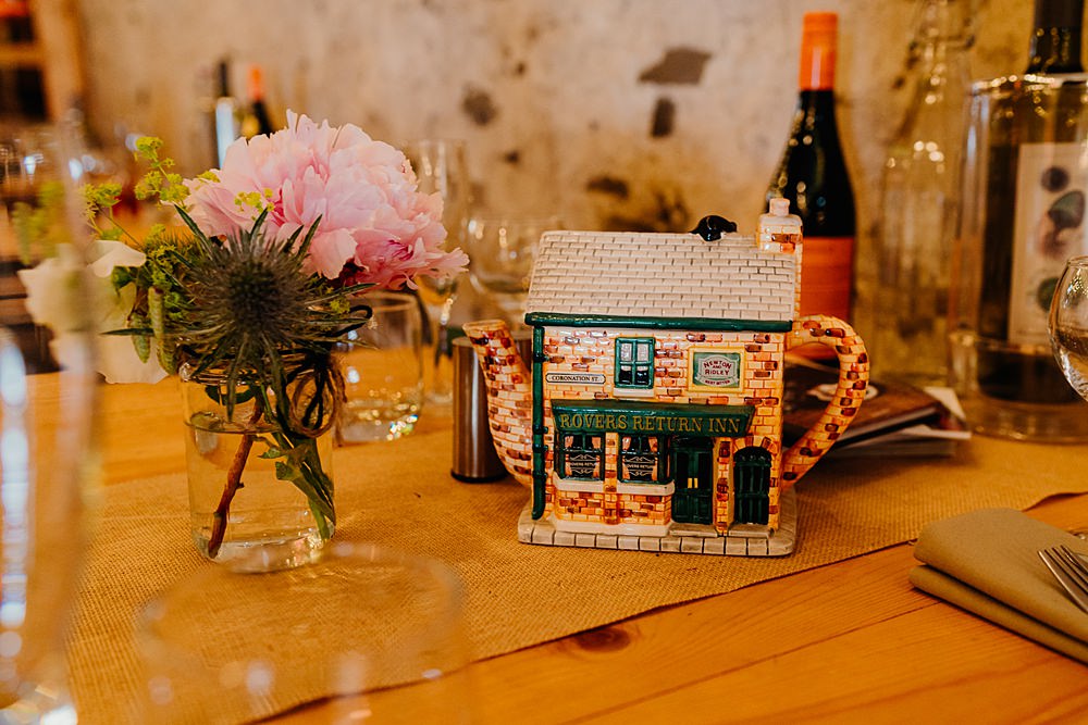 Teapot Decor Yew Tree Farm Wedding Lauren May Photos