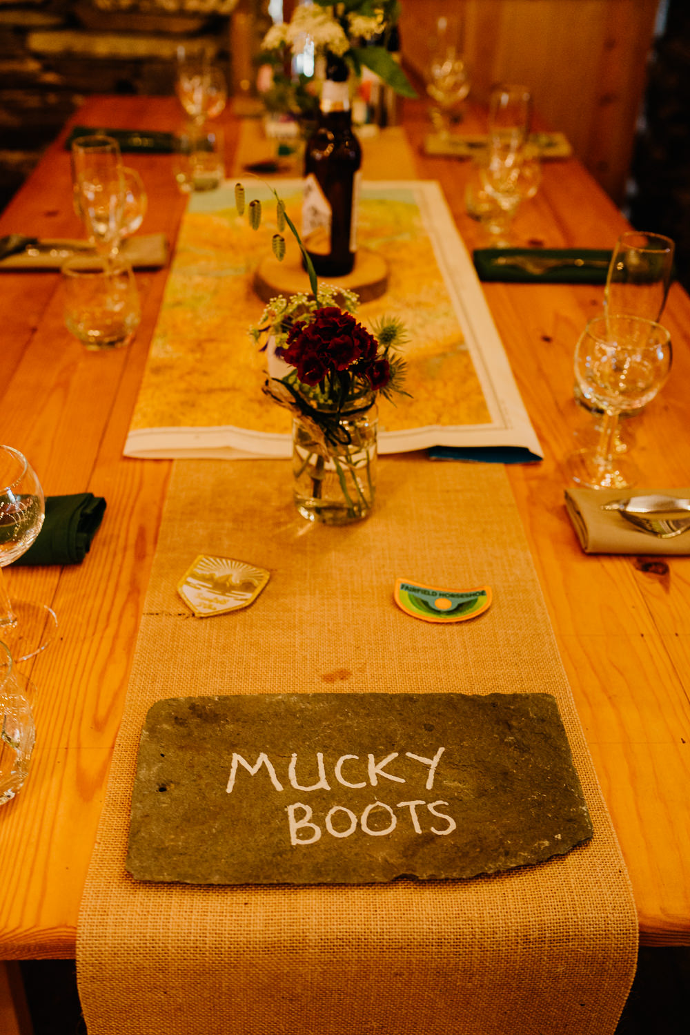 Table Decor Slate Table Name Yew Tree Farm Wedding Lauren May Photos