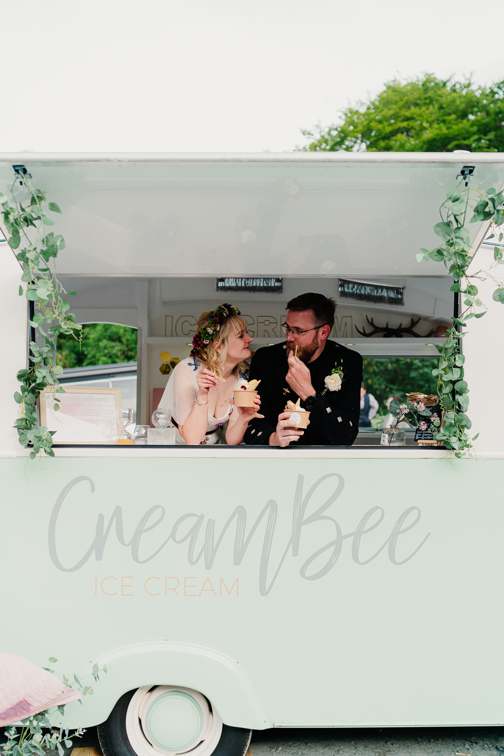 Retro Ice Cream Van Yew Tree Farm Wedding Lauren May Photos