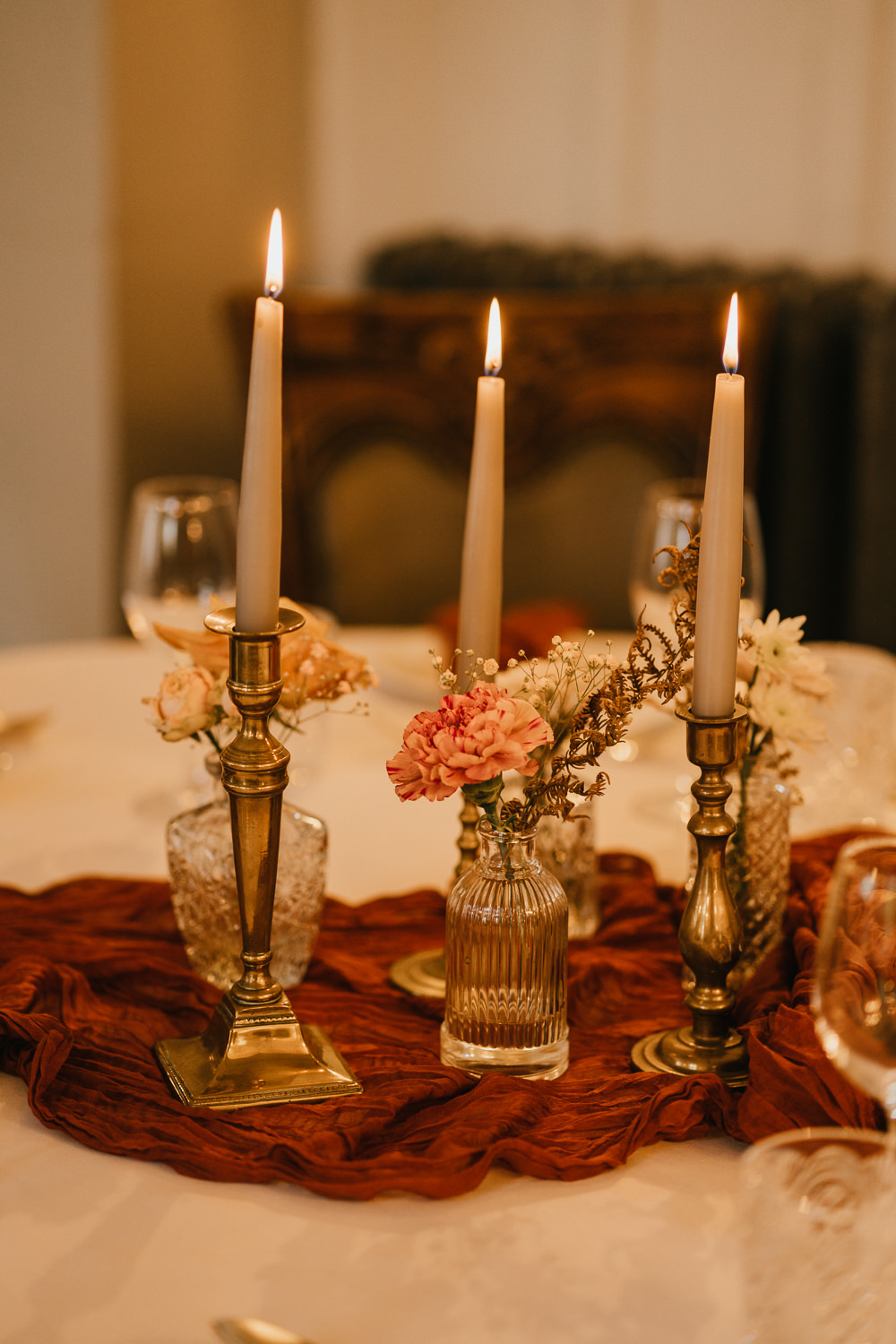 Candles Flowers Decor Autumn Leaf Wedding Grace Dove Photography