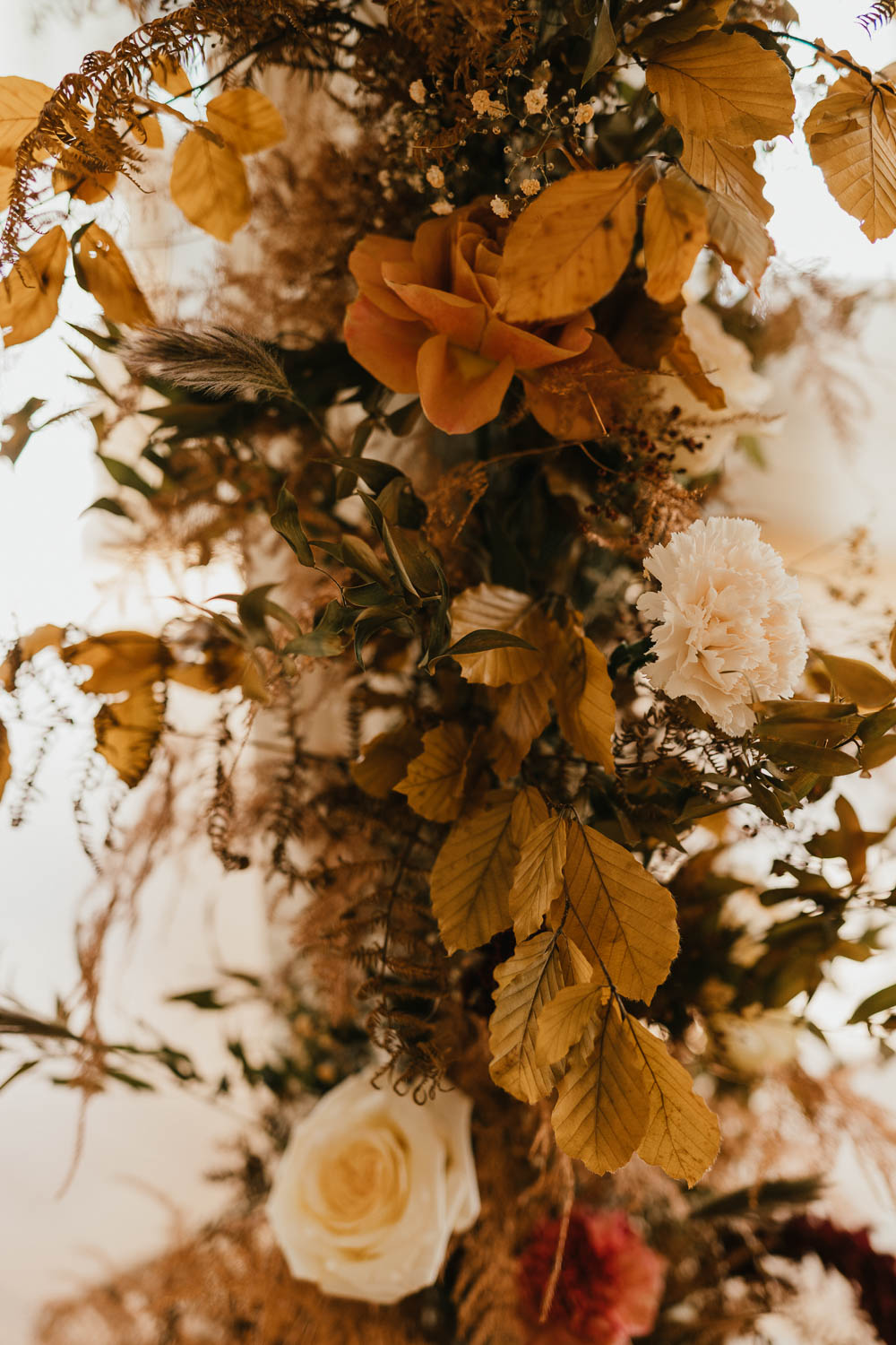 Flower Arrangement Autumn Leaf Wedding Grace Dove Photography